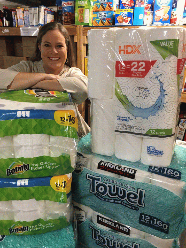 Tami with paper towels