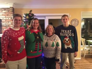 Tamil's family in ugly Christmas sweaters